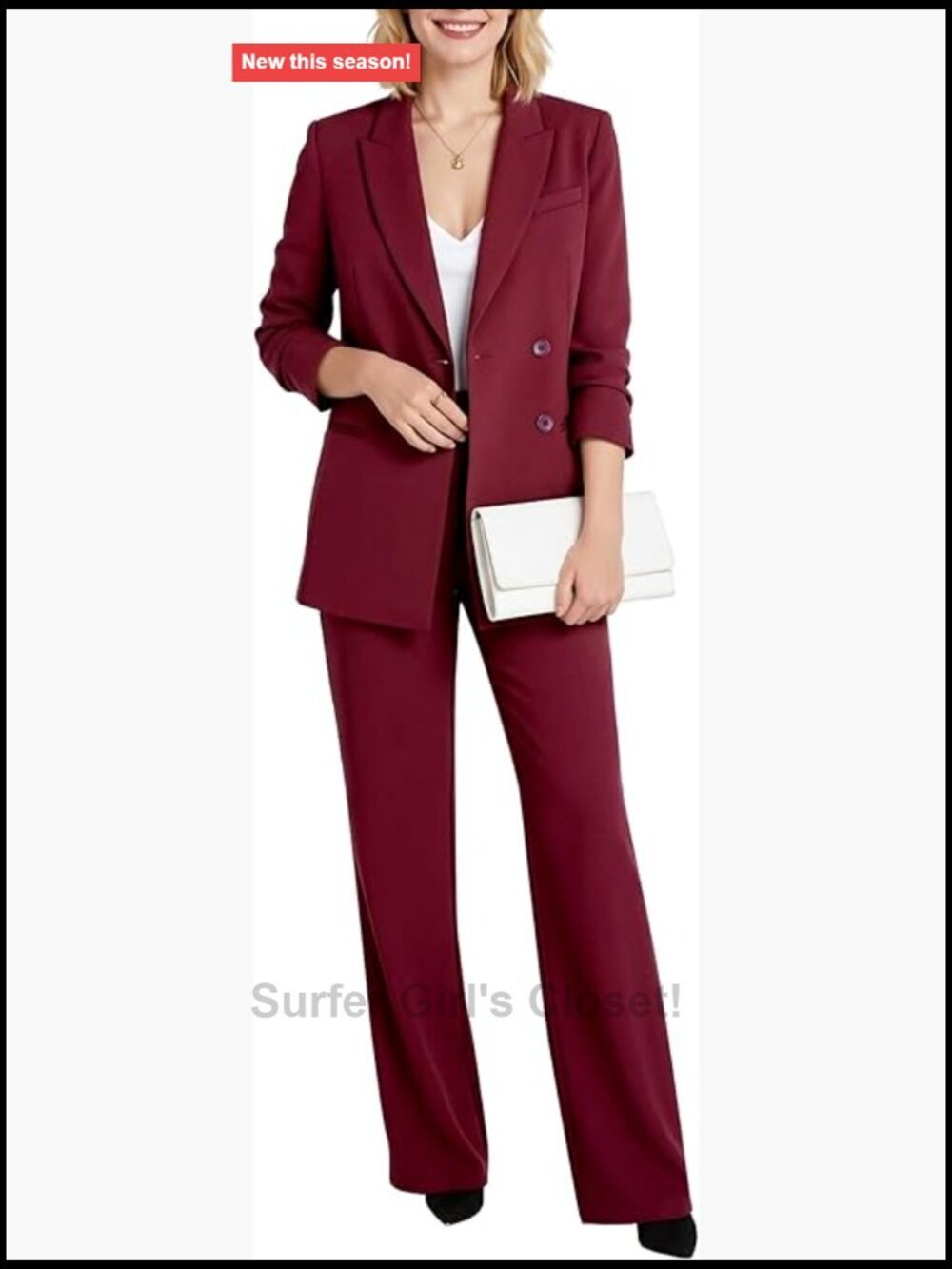 Business Casual 2 Piece Suit Set Blazer Wide Leg Pants Office Outfit